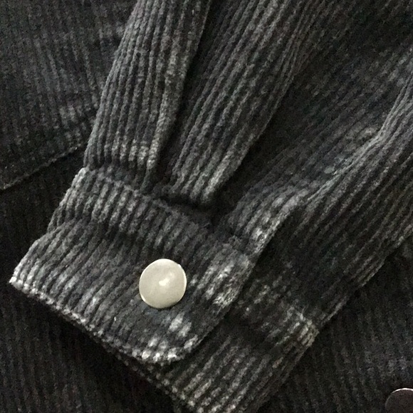 Distressed Black Wide Corduroy Jacket Sz Small - Picture 6 of 6